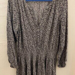 Faherty Long Sleeve Dress - Montana Leaf Batik Print - Size Medium